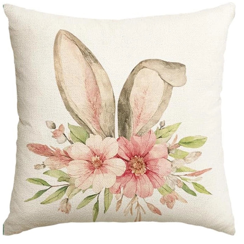 Cute Easter Rabbit Linen Pillow Covers for Couch Sofa Decor | Home Decor Bedding & Pillows