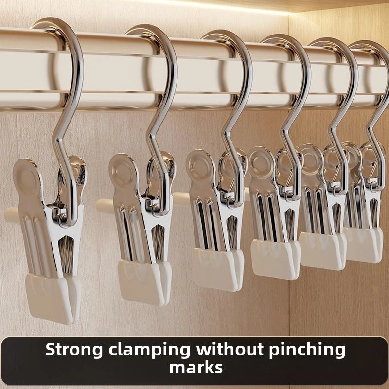 Stainless Steel Clothes Clips with Plastic Hooks Non-slip Seamless Socks Underwear Drying Household Multi-use Pegs|Home & Living