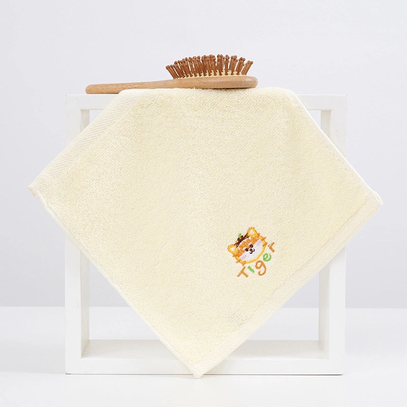 Cotton Square Towel 25x25cm Soft Absorbent Embroidered Face Hand Towel for Kindergarten|Home Textiles