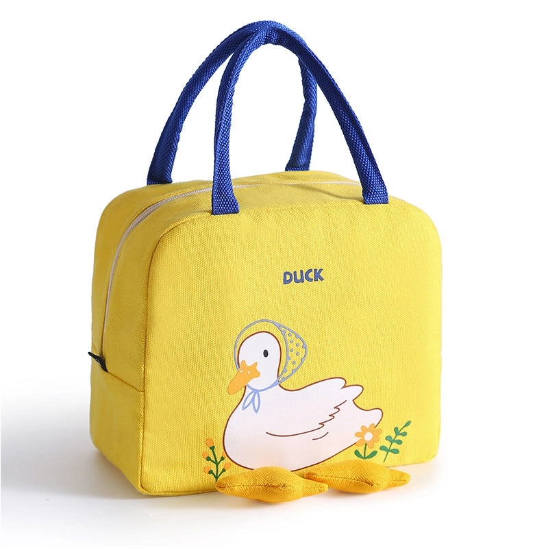 Cute Yellow Duck Insulated Lunch Bag Canvas Handbag for Kids Food Storage|Lunch Bags & Coolers