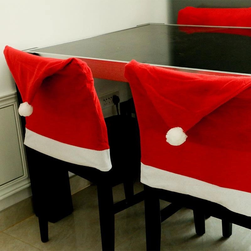 Festive Christmas Chair Cover Nonwoven Holiday Hat Design | Home Decor & Party Supplies