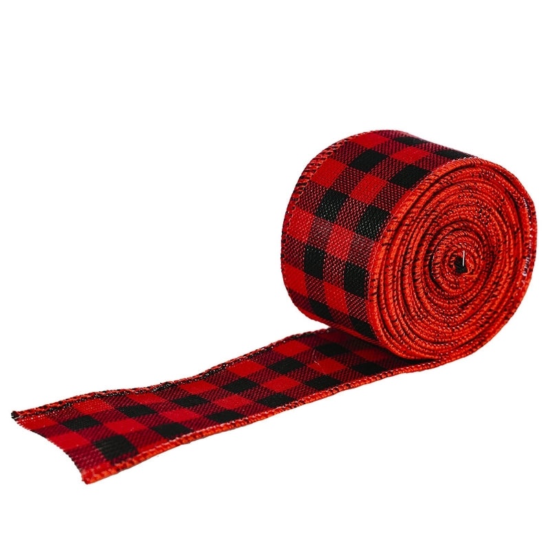 Festive Red and Black Plaid Ribbon for Christmas Decor|Holiday Decorations