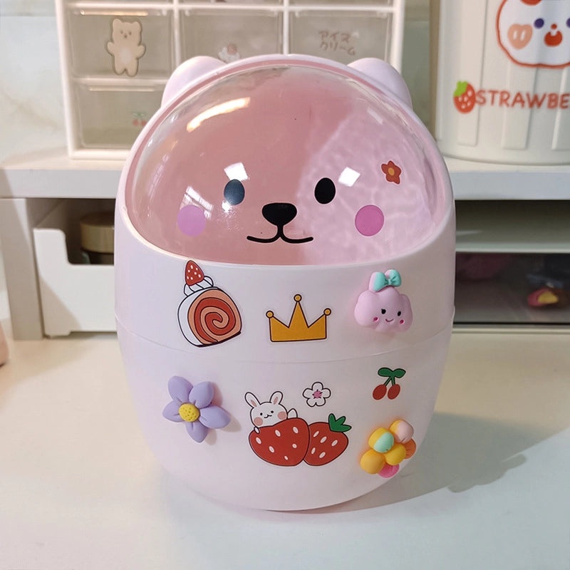 Cute Cartoon Bear Desktop Trash Can Mini Storage Bucket for Dormitory and Home | Home & Living Storage