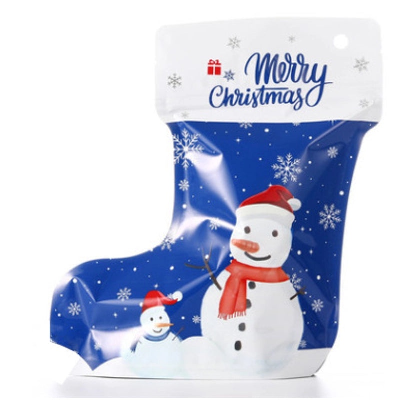 Christmas Socks Gift Packaging Bag Self-sealing Plastic Stand-up Bag for Jewelry Holiday Packaging|Packaging & Storage