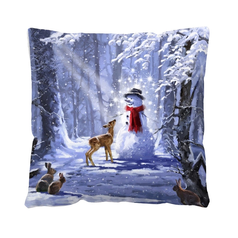Festive Christmas Plush Santa & Snowman Pillow Covers | Holiday Home Decor & Sofa Accessories