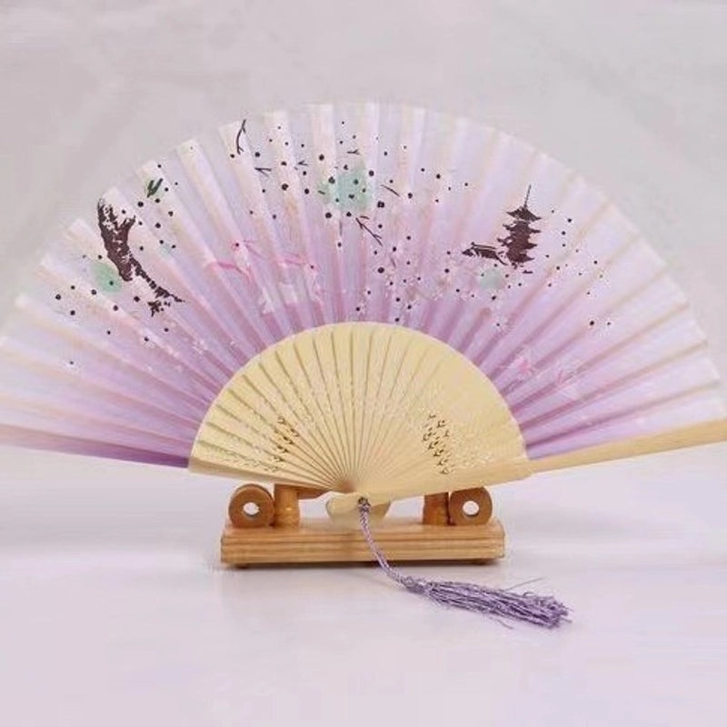 Elegant Chinoiserie Floral Bamboo Fans with Classic Heating Design | Home Decor Fans