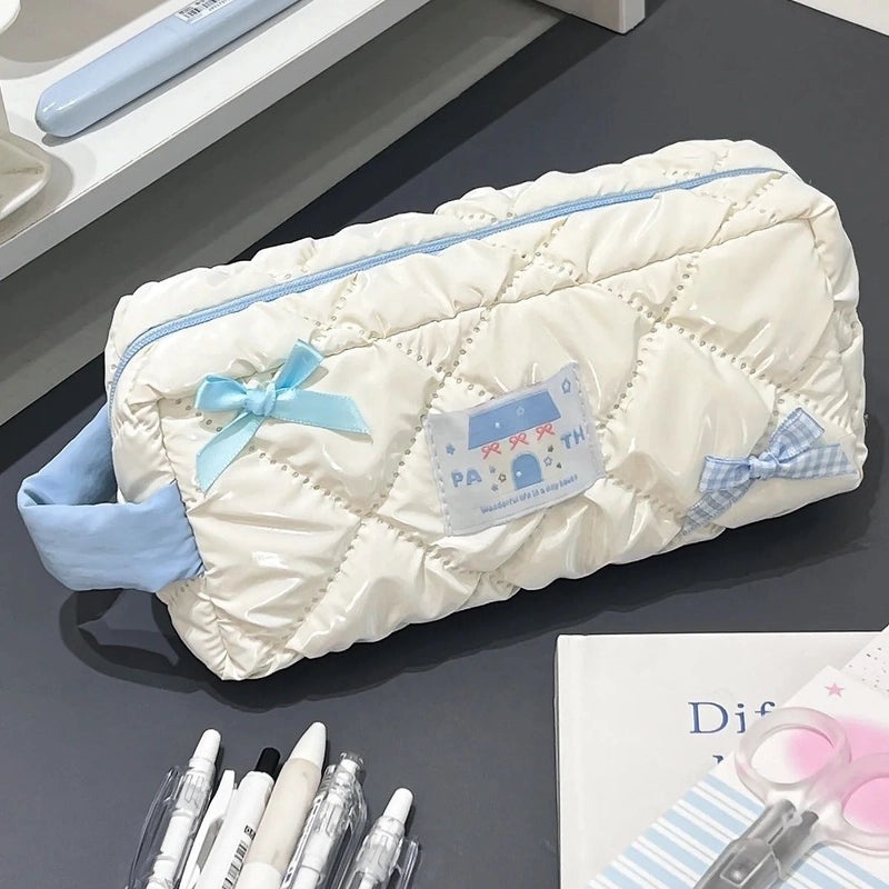 Cute Bow Pencil Case Large Capacity Makeup and Stationery Storage Bag for Girls Students | Stationery Bags