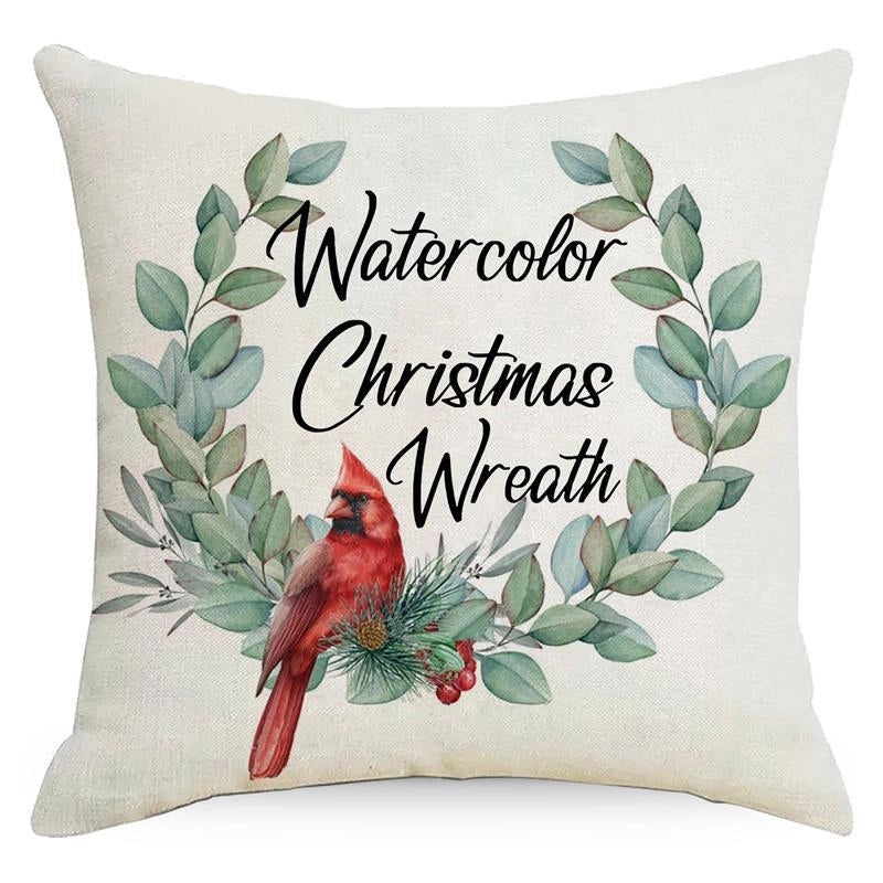 Christmas Tree Decorative Linen Pillow Covers with Festive Socks Letter Print|Home Decor Pillows