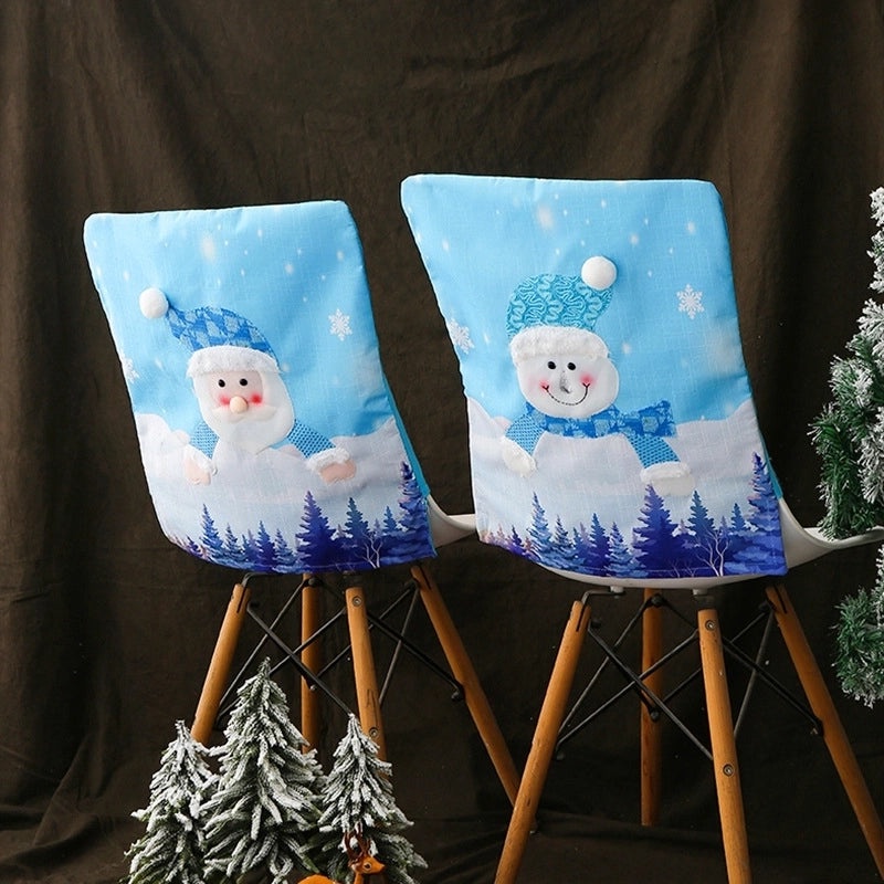Christmas Blue Snowman Chair Cover with Lights | Holiday Decor