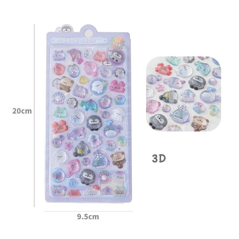 School Graduation Cartoon Epoxy Resin Stickers Set of 2|School Supplies & Stationery