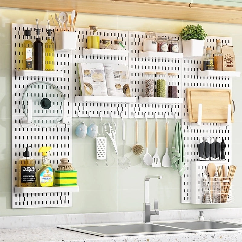 Multi-Functional Wall-Mounted Storage Rack No-Drill Hook Organizer for Kitchen Bathroom Dorm Entrance|Home Storage & Organization