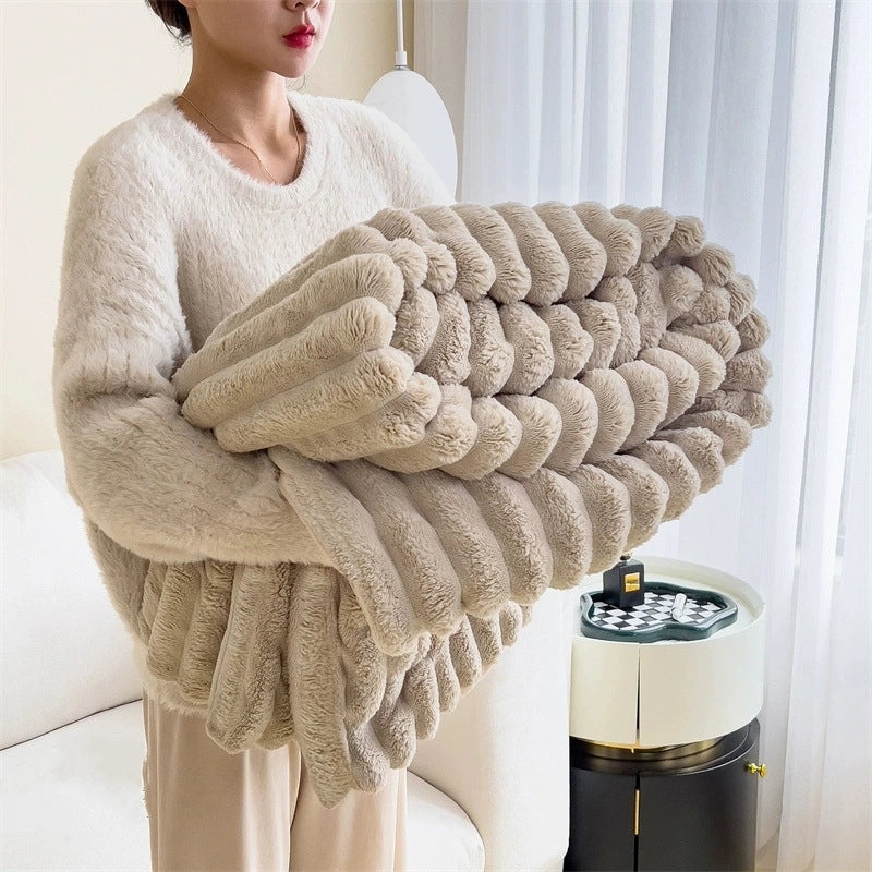 Rabbit Plush Multi-use Nap Blanket Soft Summer Aircon Quilt Small Sofa Car Cover Blanket|Home & Living Textiles