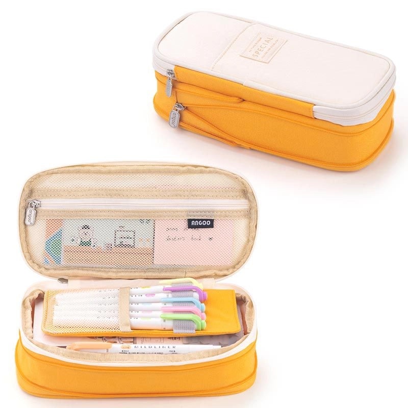 Angoo Japanese Korean Style Macaron Color Large Capacity Upgrade Pencil Case Stationery Box|文具用品