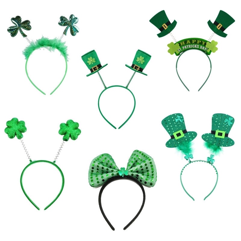 St. Patrick's Day Shamrock Bow Hairband Party Costume Accessory Plastic Hair Band 1 Piece|Hair Accessories