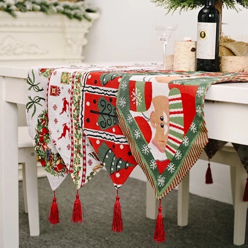 Festive Knitted Christmas Table Runner Cozy Holiday Table Decoration|Home Decor