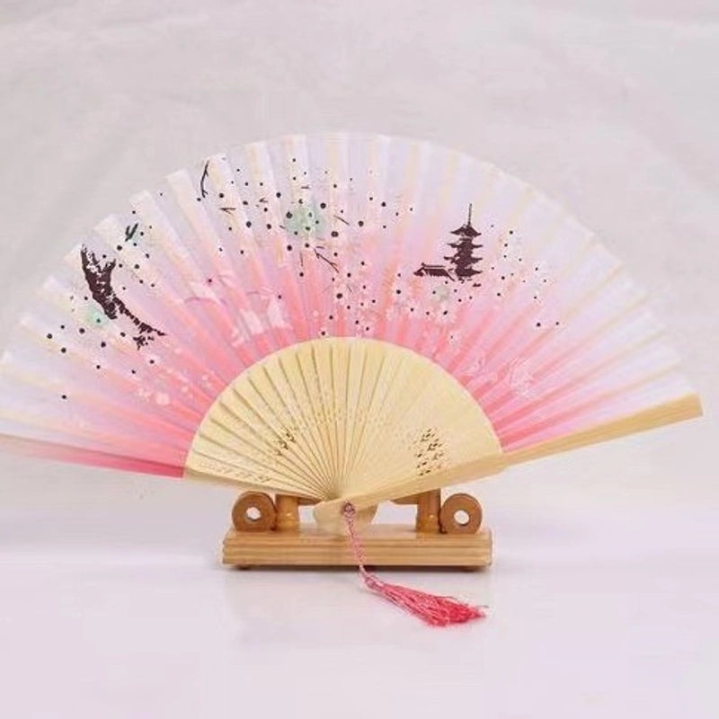 Elegant Chinoiserie Floral Bamboo Fans with Classic Heating Design | Home Decor Fans