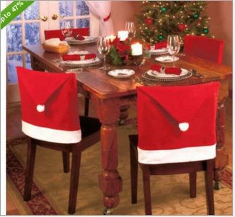 Festive Christmas Chair Cover Nonwoven Holiday Hat Design | Home Decor & Party Supplies