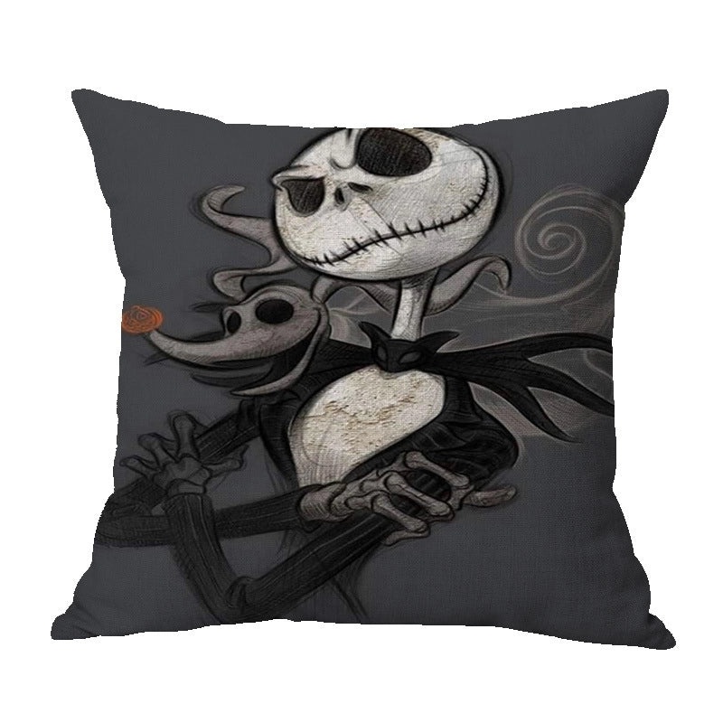 Halloween Punk Skull Linen Pillow Covers for Couch Sofa Decorative Throw Pillowcases|Home Decor & Pillows