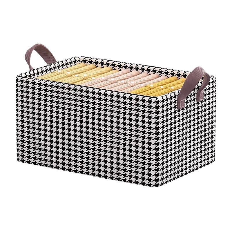 Houndstooth Pattern Foldable Steel Storage Box for Clothes and Pants | Home Storage & Organization