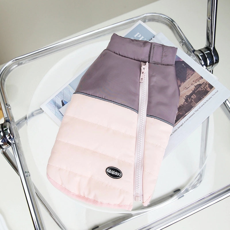 Thickened Cotton Vest for Dogs Autumn Winter Warm Pet Clothes with Zipper and Stitching Design|Pet Clothing