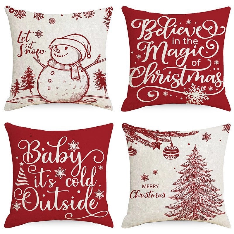 Christmas Geometric Snowflake Cartoon Cushion Cover for Couch Sofa | Home Decor & Cushions