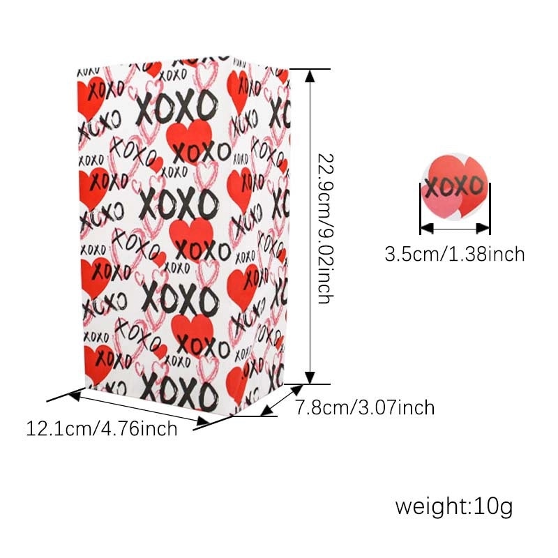 Romantic Red Heart Kraft Paper Gift Bags for Valentine's Day Date Wrapping Supplies 1 Set|Gift Wrapping Supplies