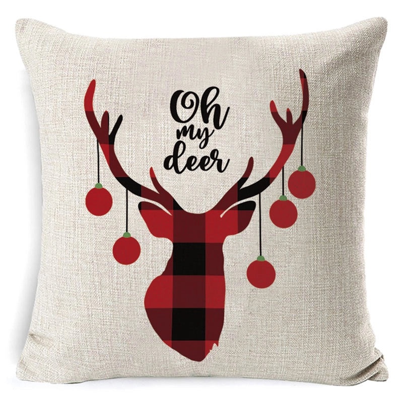 Vintage Alphabet Deer Polyester Cushion Covers|Home Decor Pillows