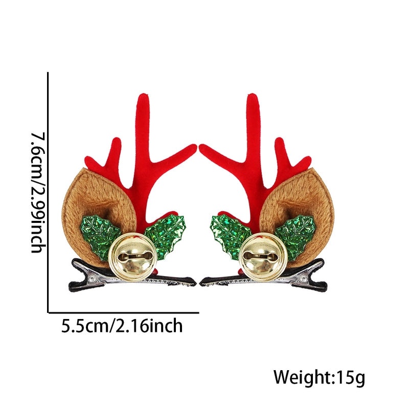 Festive Cartoon Reindeer Antler Hairpin Plastic Christmas Party Accessory|Holiday Party Accessories