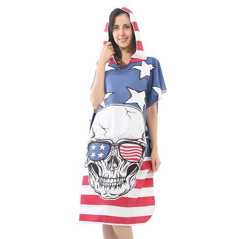 Halloween Skull and Leaves Stripe Superfine Fiber Bath Towel | Bath Towels & Linens