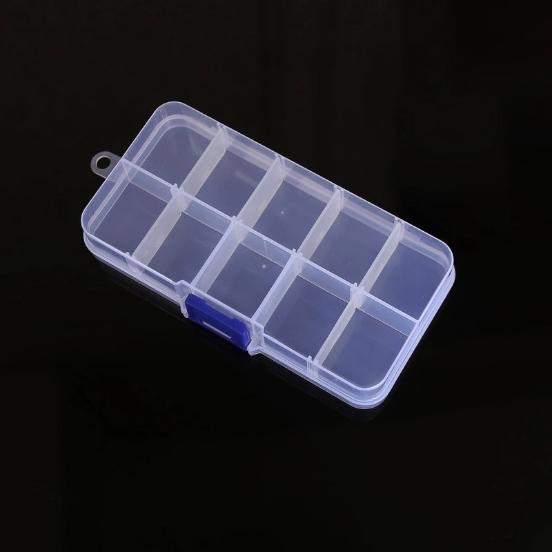 10-Compartment Transparent Plastic Storage Box Removable Dividers for Jewelry Beads Electronics Buttons|Storage & Organization