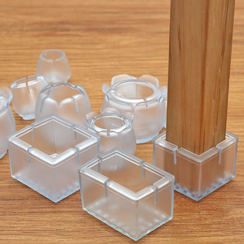 Transparent Non-slip Rubber Chair Leg Caps Thickened Floor Protectors Multi-size Furniture Feet Covers|Home & Living
