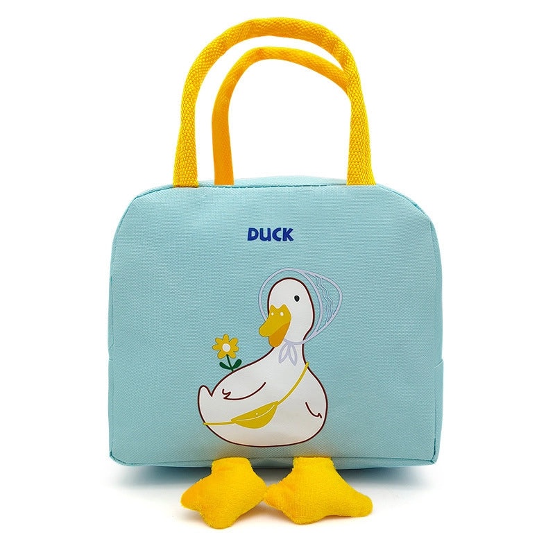 Cute Yellow Duck Insulated Lunch Bag Canvas Handbag for Kids Food Storage|Lunch Bags & Coolers