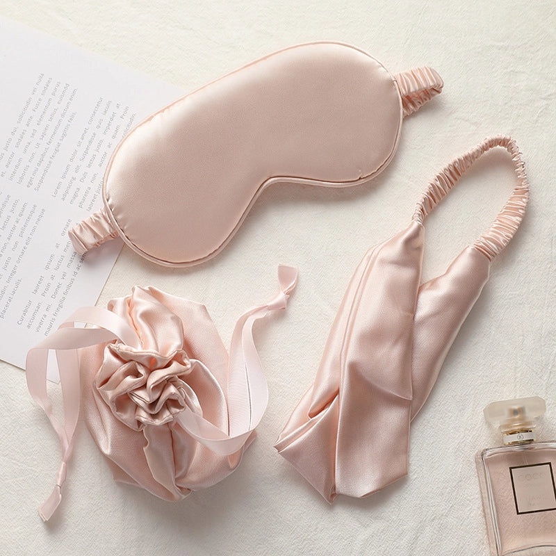 Silk Eye Mask Hair Band and Cloth Bag Set | Sleep Accessories