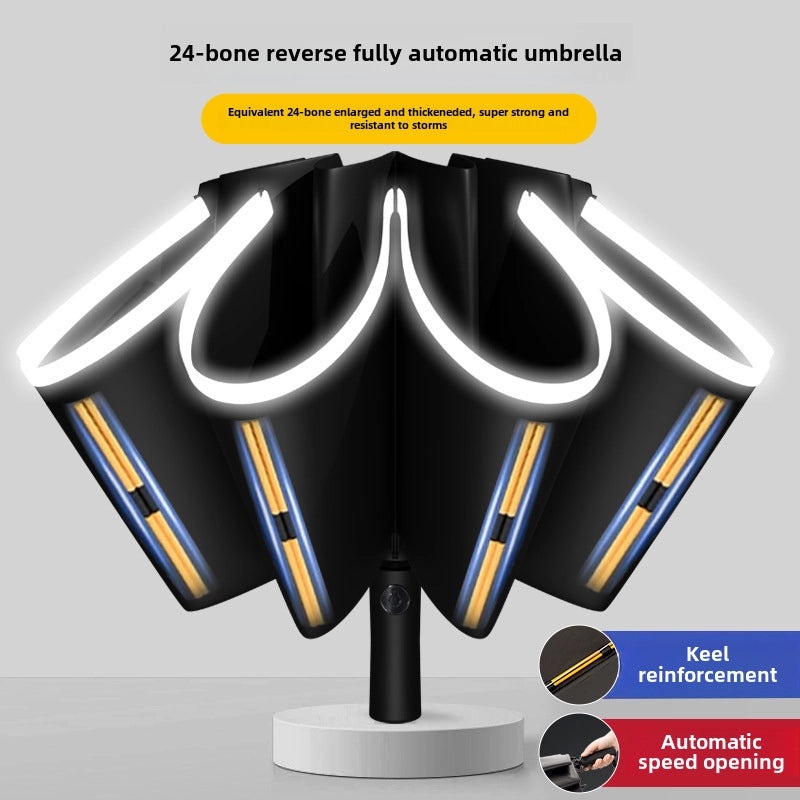 20-Rib Automatic Reverse Umbrella for Men and Women | Windproof Large Folding Sun & Rain Protection | Travel Umbrella Black Coating|Umbrellas & R