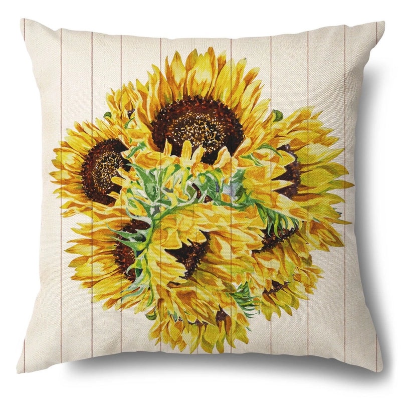Rustic Sunflower Linen Pillow Covers|Home Decor Pillows