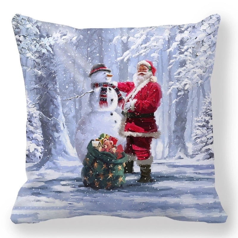 Christmas Holiday Cotton Pillow Covers with Santa Elk Design for Sofa Couch Decor|Home Decor