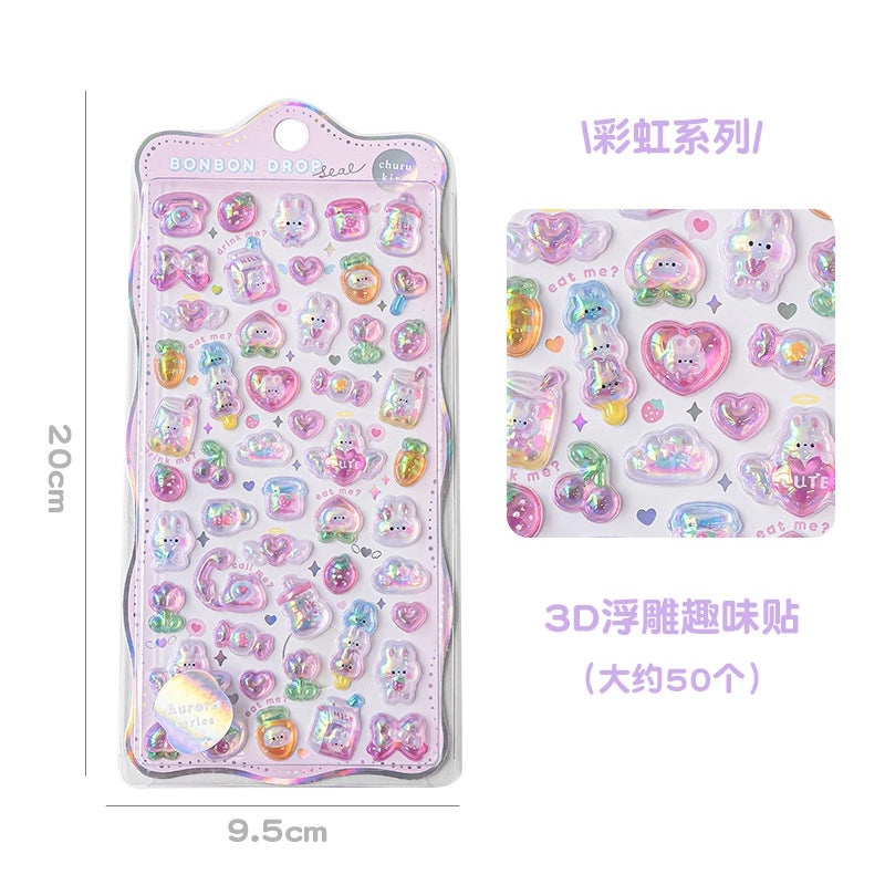 School Graduation Cartoon Epoxy Resin Stickers Set of 2|School Supplies & Stationery