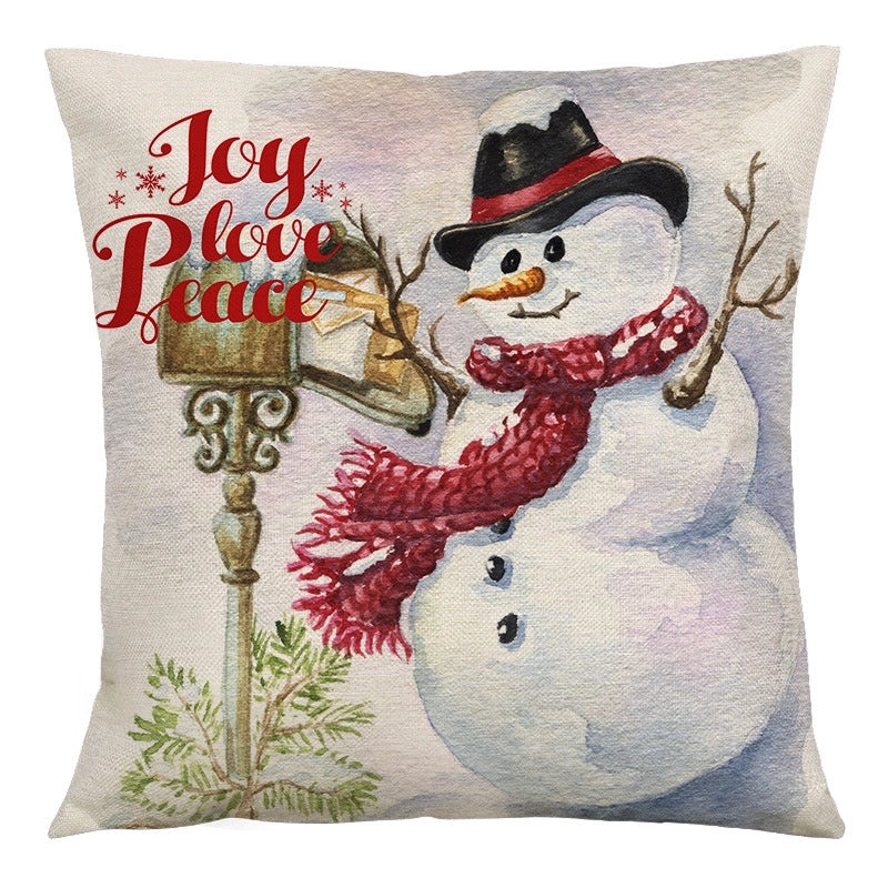 Cute Christmas Tree and Snowman Linen Pillow Covers|Home Decor Pillows