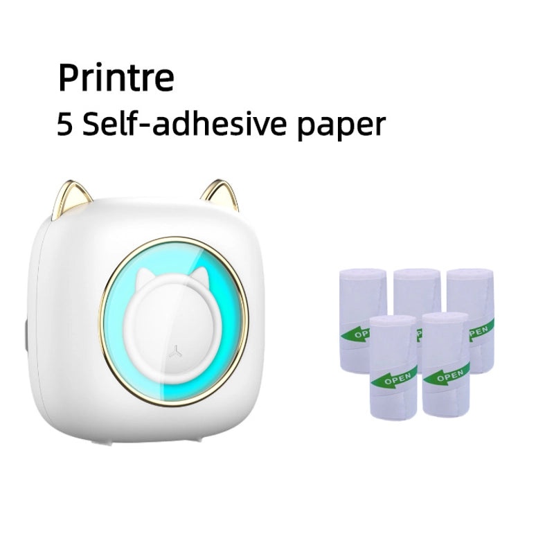Portable Mini Thermal Printer with Cat Ear Design Inkless Label Maker|Electronics & Office Equipment