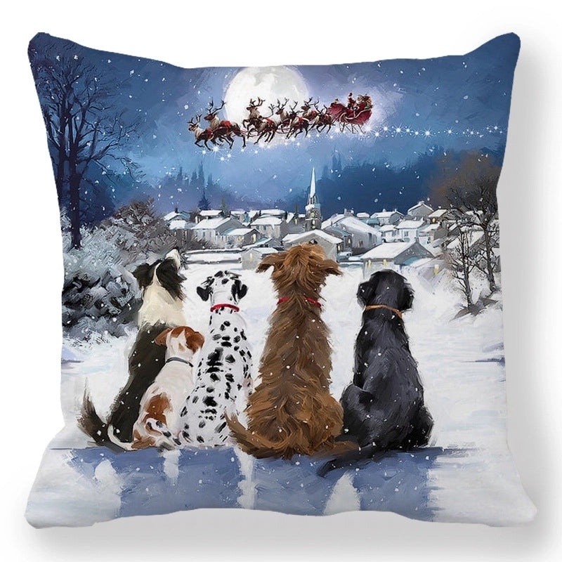 Christmas Holiday Cotton Pillow Covers with Santa Elk Design for Sofa Couch Decor|Home Decor