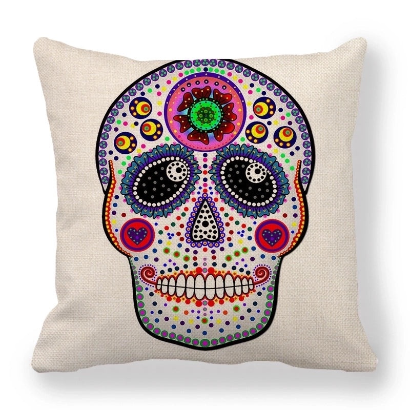 Halloween Skull Linen Pillow Cover for Couch & Sofa | Home Decor & Seasonal Decorations