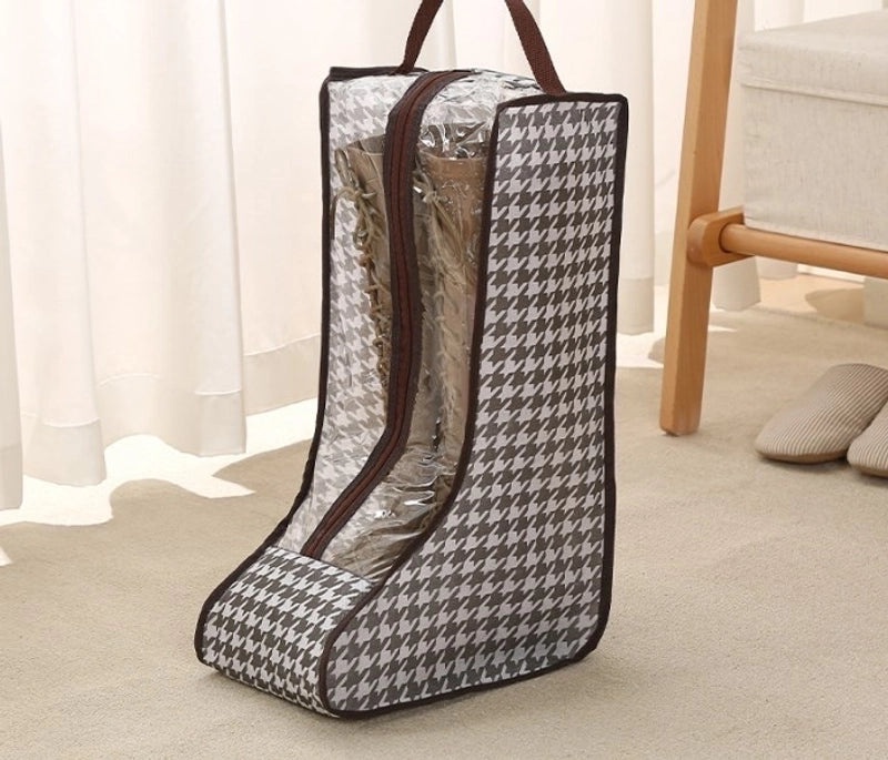 Stylish Houndstooth PVC Shoe Bag with Solid Color Design | Shoe Bags & Travel Accessories