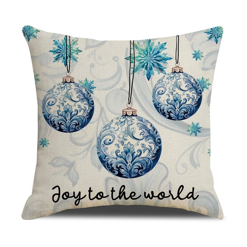 Christmas Holiday Santa Linen Pillow Covers for Couch Sofa Decorations|Home Decor & Seasonal Accessories