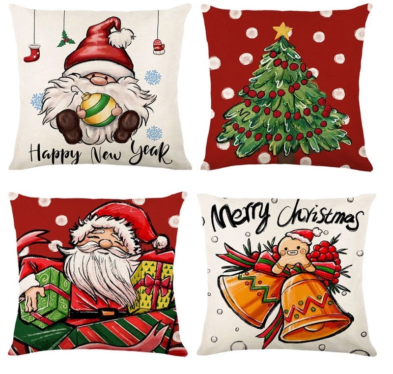Christmas Geometric Snowflake Cartoon Cushion Cover for Couch Sofa | Home Decor & Cushions