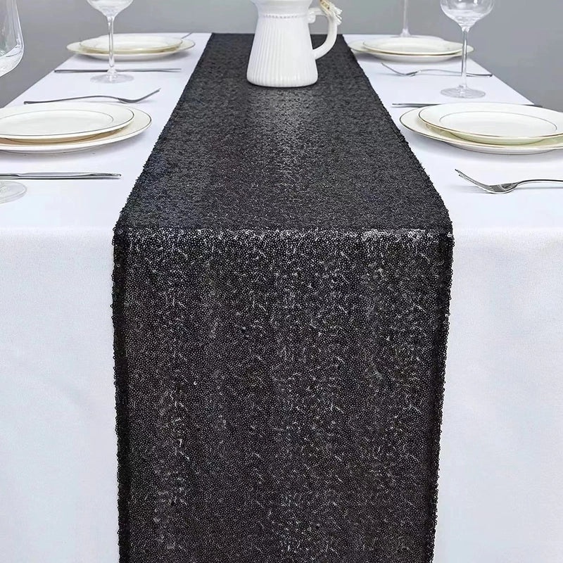 Embroidered Polyester Sequin Table Runner for Wedding & Christmas Decor | Home & Living Table Linens