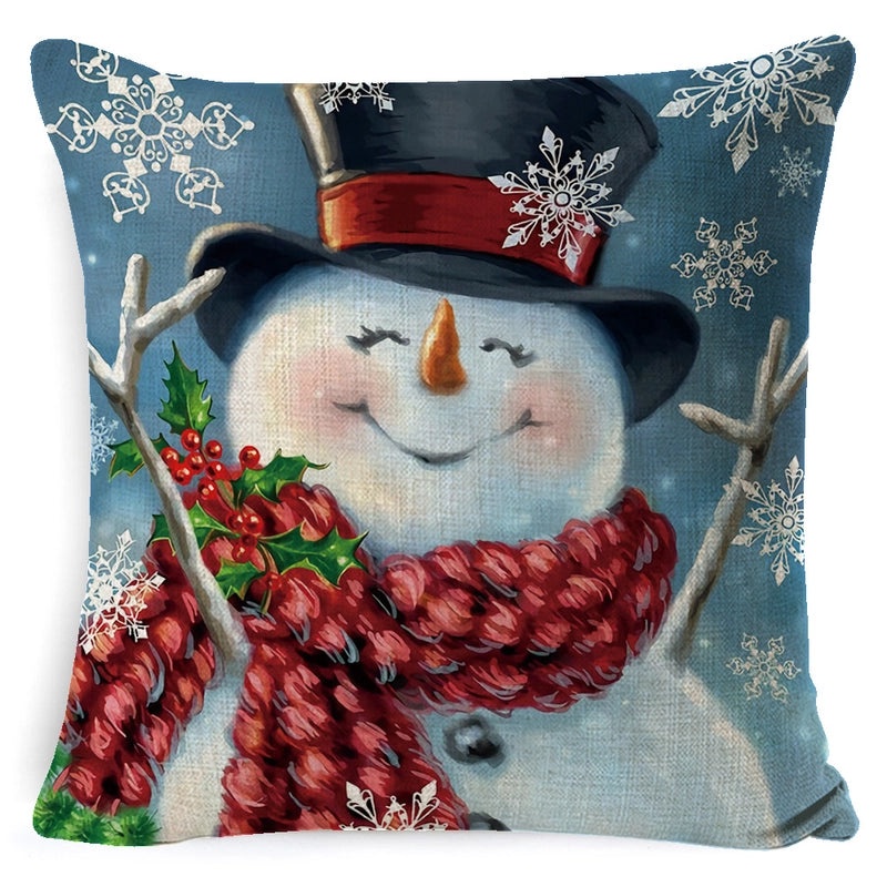 Vintage Christmas Tree and Santa Claus Socks Pattern Linen Pillow Covers|Home Decor Pillows