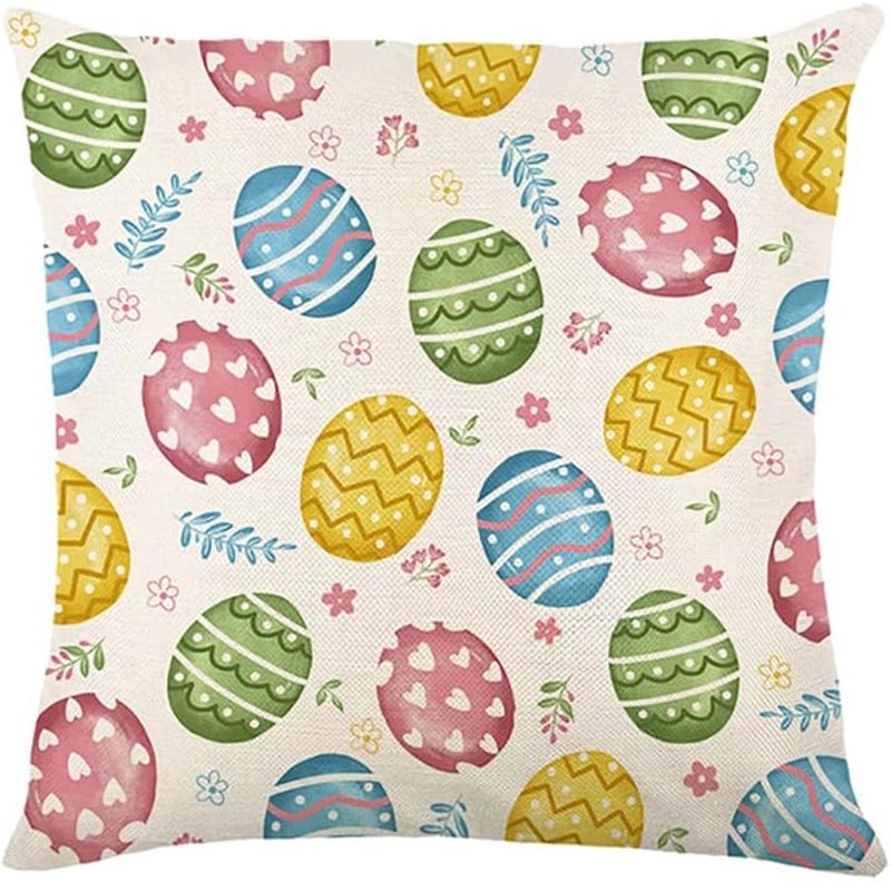 Cute Easter Rabbit Linen Pillow Covers for Couch Sofa Decor | Home Decor Bedding & Pillows