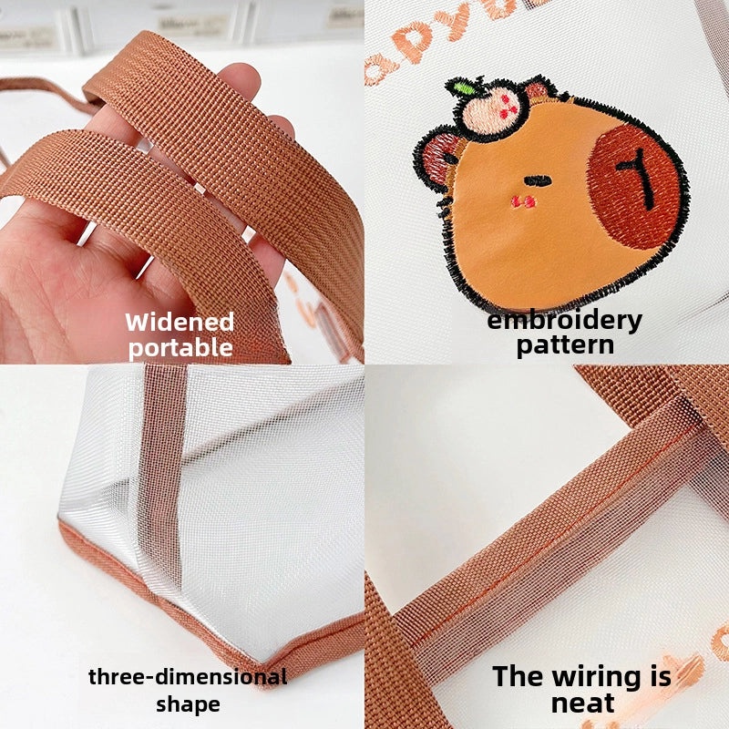Cute Capybara Mesh Handbag for Girls | Travel & Beach Bags