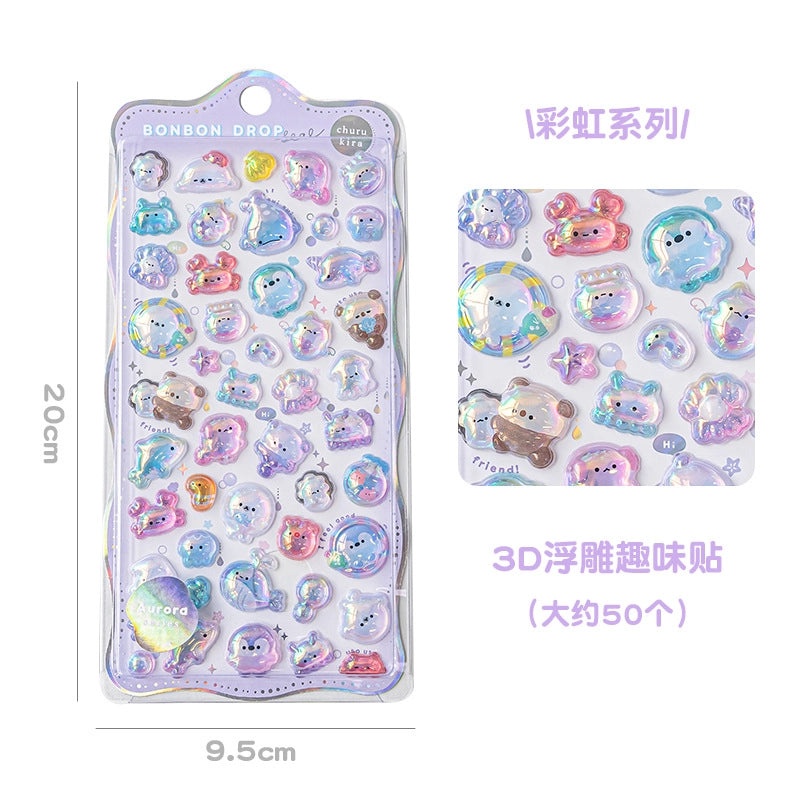 School Graduation Cartoon Epoxy Resin Stickers Set of 2|School Supplies & Stationery