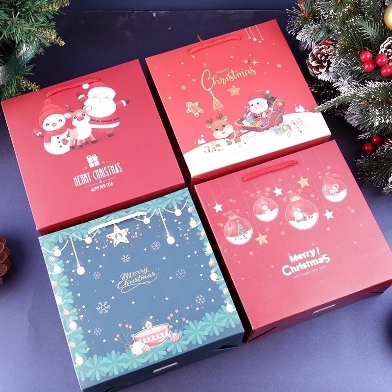 Minimalist Santa Claus Christmas White Cardboard Gift Bags for Party Presents|Holiday Gift Bags